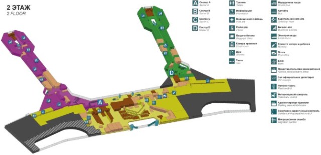 Схема аэропорта "Домодедово", 1 этаж